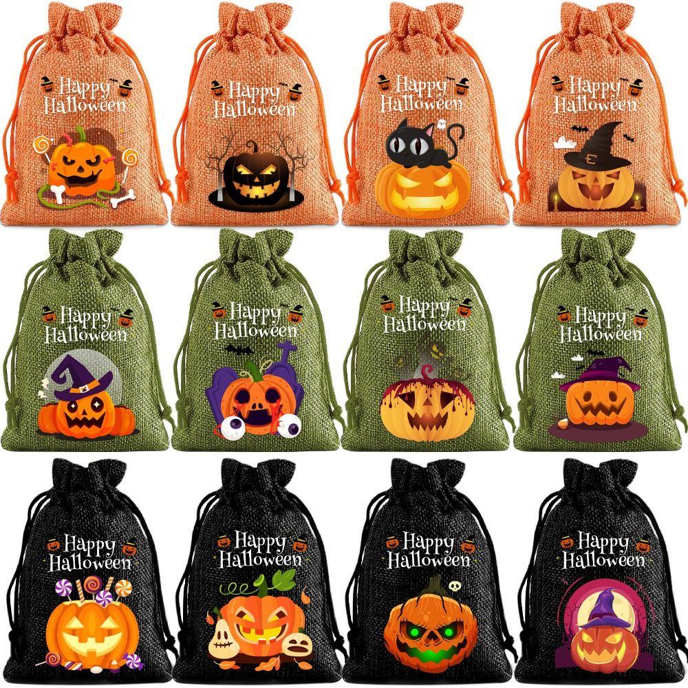 12Pcs Handheld Trick or Treat Candy Bag Creative Candy Packaging Bags  Festival