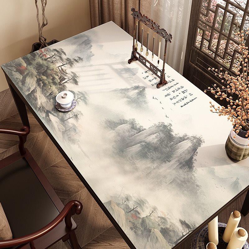 

1pcs Landscape style calligraphy desk cushion tablecloth rectangular diatomaceous earth office desk desktop protective cushion (as the picture,Small)