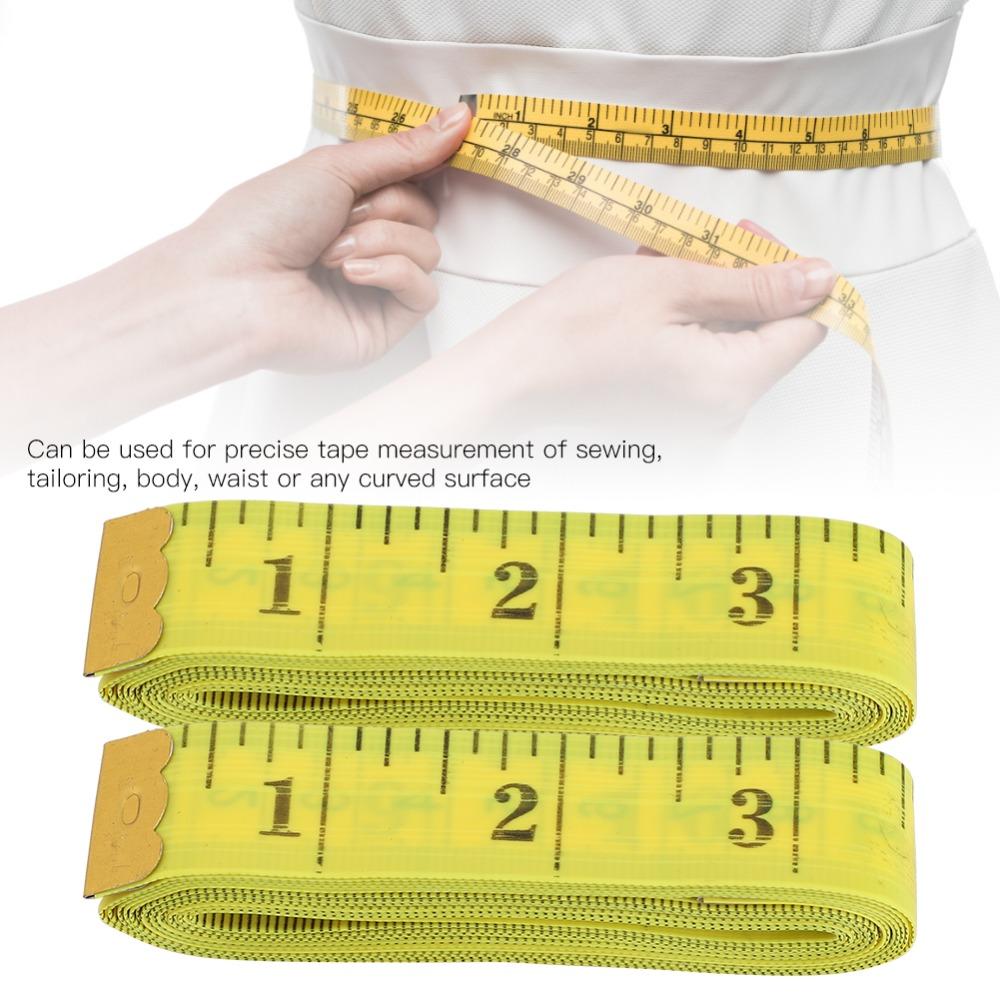 10Pcs Yellow Soft Tape Measure Double Scale Dressmaker Ruler  For Weight Loss