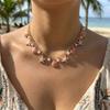 Y2K Einzigartiges Meeres-Thema Halskette für Damen Boho Rosa Emaille Seestern Muscheln Anhänger Choker Halskette Ästhetischer Sommer Schmuck
