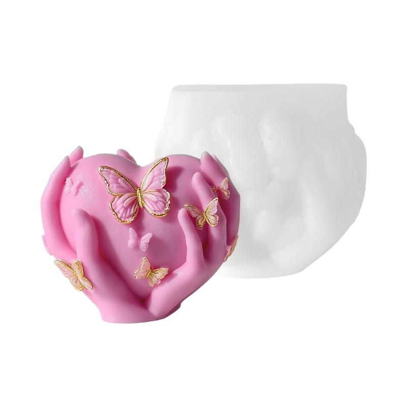 Food Safe Silicone Heart Butterfly Candle Mould High Temperatures Resistant Reusable For Handmade Craft Projects 1