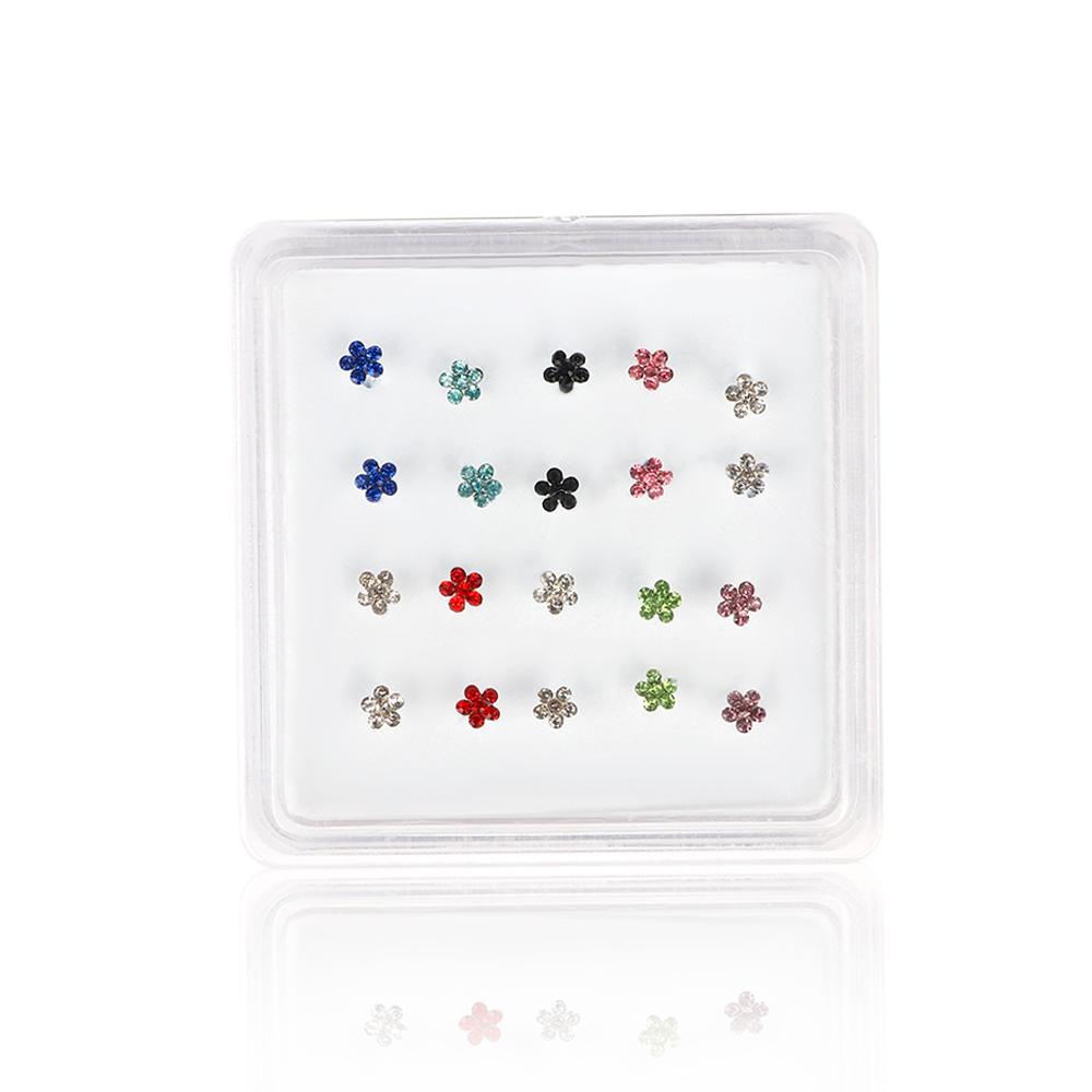 

Rhinestone Silver Jewelry Stainless Steel Accessories Nose Studs Ring Nose Rings Body Piercing Gems Flower разноцветный