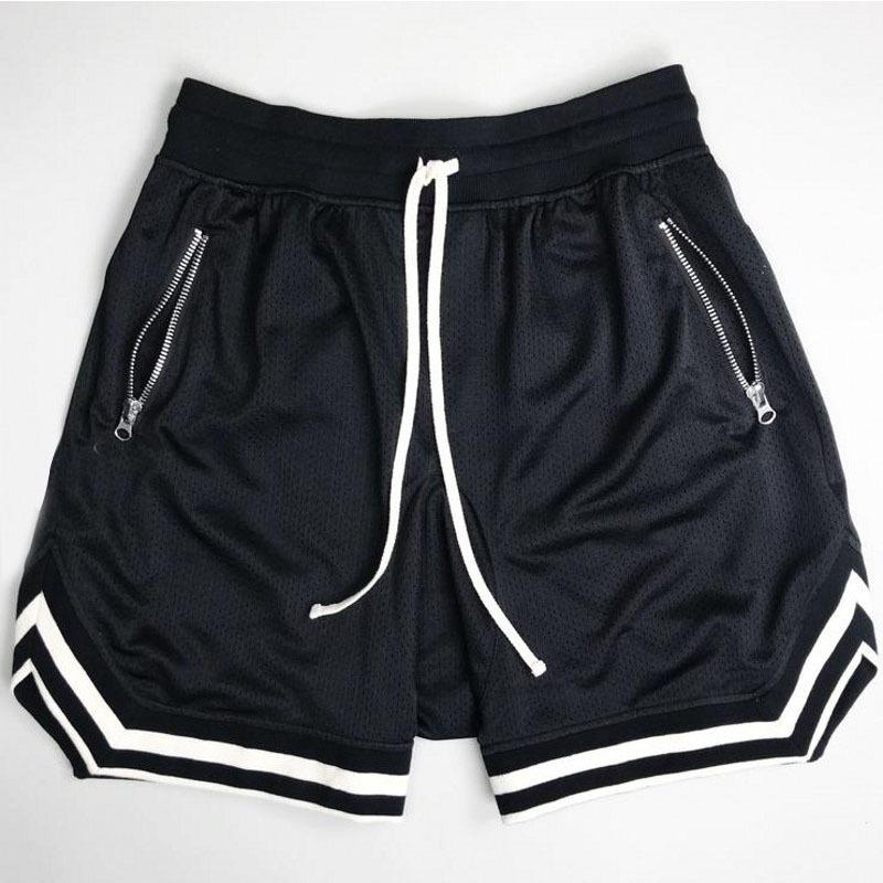 Men's Cross-border Mesh Running Shorts - Breathable, Solid Color, Hip Hop Casual Sportswear for Basketball and Fitness.