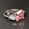 Brilliant Square Cubic Zirconia Rings for Women Silver Color Proposal Engagement Wedding Bands Statement Jewelry 2022