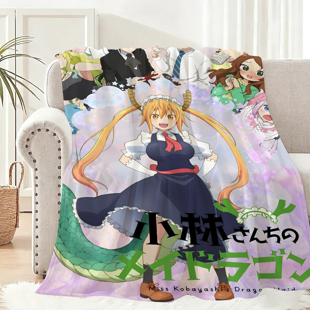 Anime M-miss K-kobayashi's Dragon Maid Throw Lightweight 240g Flannel Blanket Soft Skin-friendly for Summer Cooling
