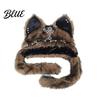 Birthday Gift for Friends Cute Plush Animal Hat Furry Cat Ear Headwear Winter Halloween Party Costume Hat Soft Warm Cap Costume Cosplay Accessories
