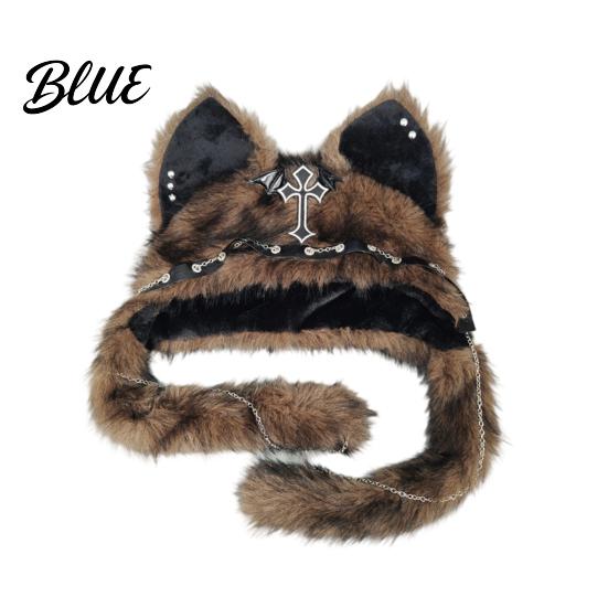Birthday Gift for Friends Cute Plush Animal Hat Furry Cat Ear Headwear Winter Halloween Party Costume Hat Soft Warm Cap Costume Cosplay Accessories