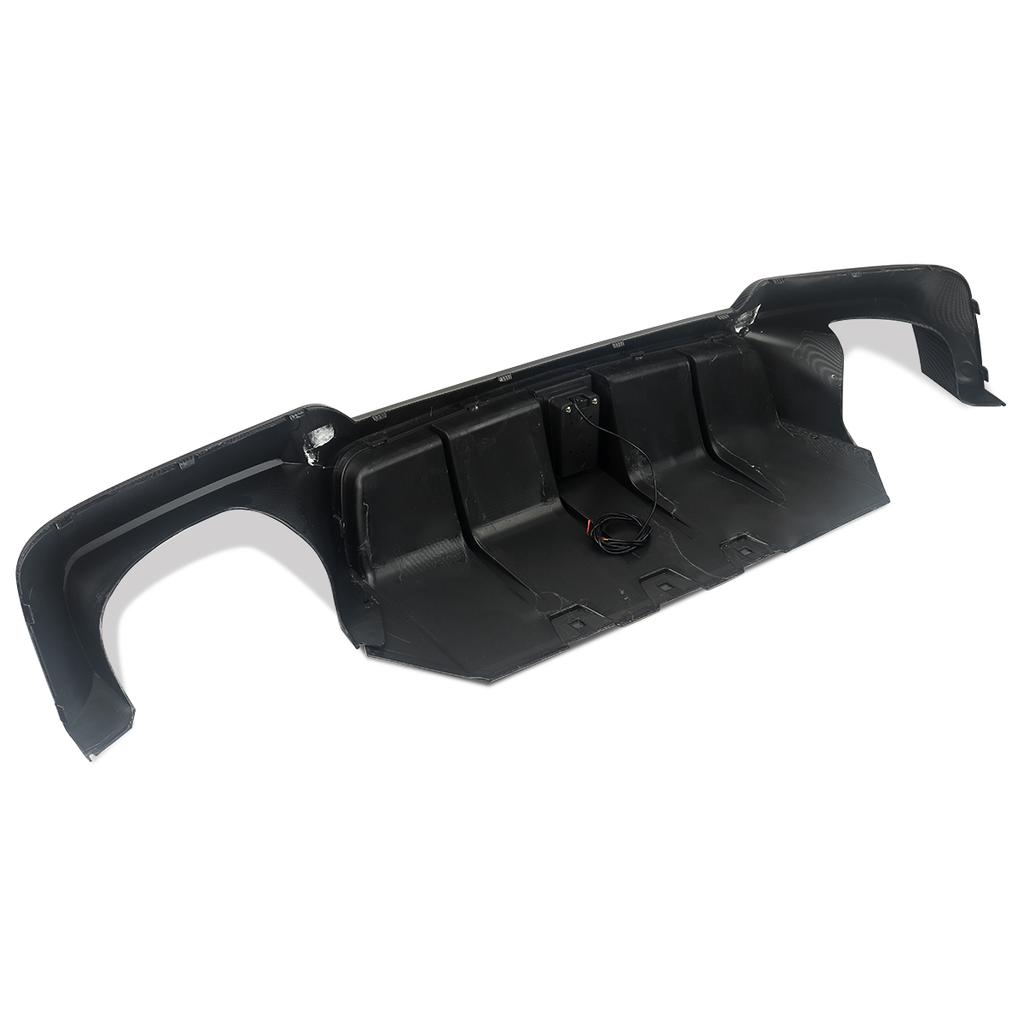 MagicKit for BMW 5 Series F10 M Sport Bumper 10-16 Carbon Look Rear Diffuser with LED Light