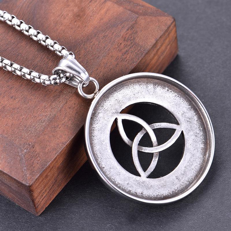 Silver Color Fashion Hollow Titanium Steel Pendant Vintage Triangle Hollow Men's