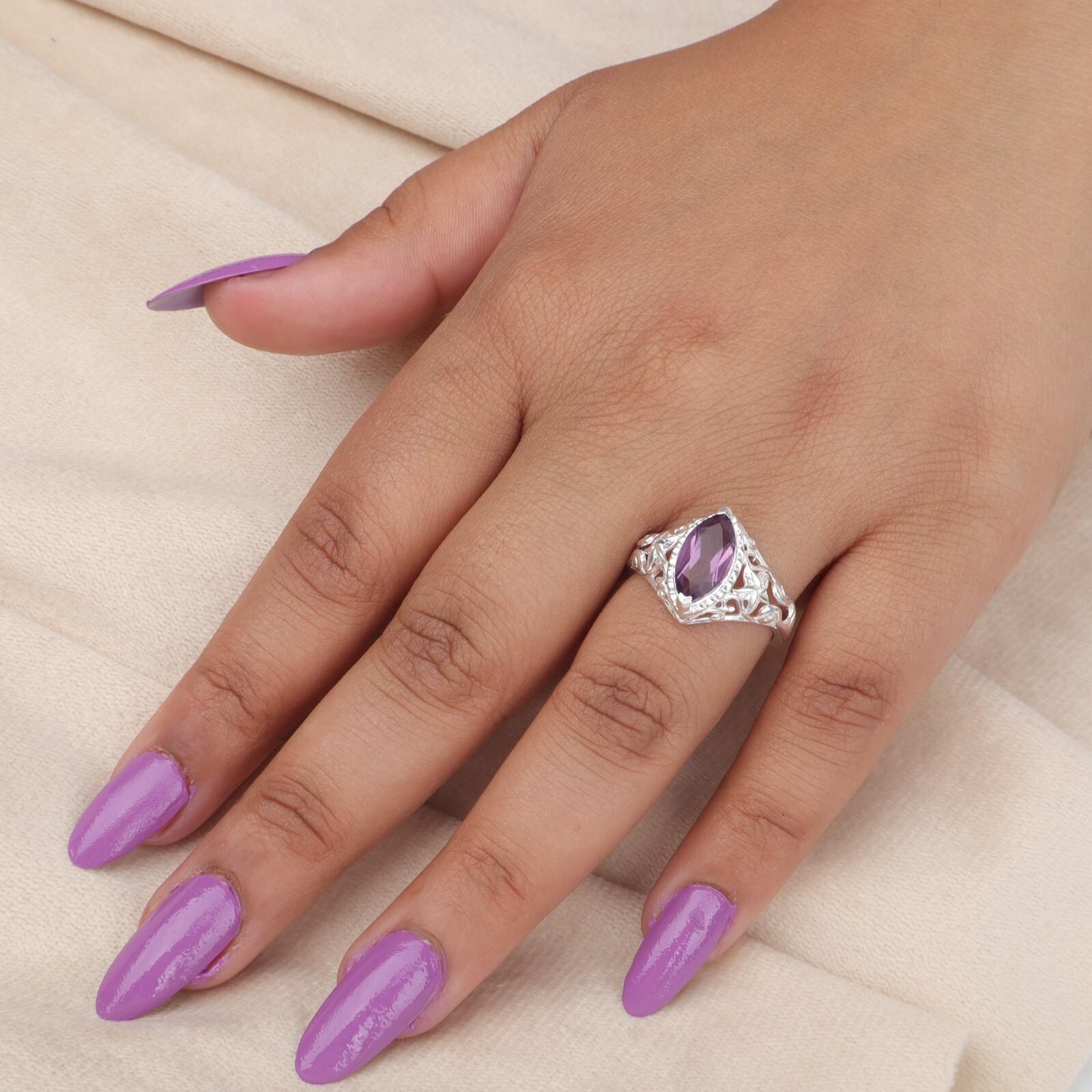 

Редкий драгоценный камень иолит Ювелирные изделия из стерлингового серебра 925 пробы Красивое кольцо для женщин Подарок CZR-4-2 8.5