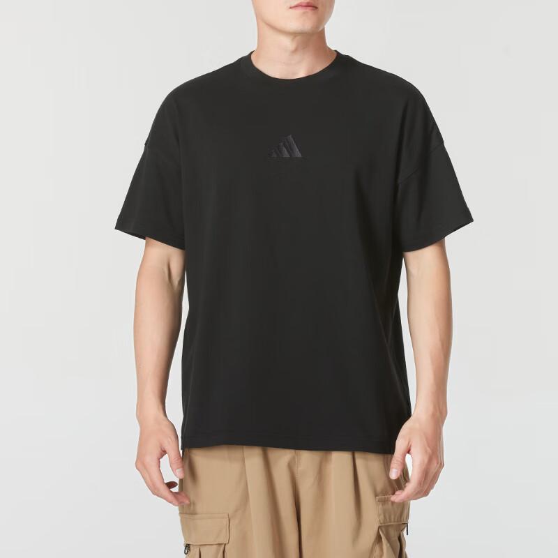 Adidas Comfortable Breathable Logo Pullover Casual Short-Sleeve T-Shirt Men Tops Black IX1262