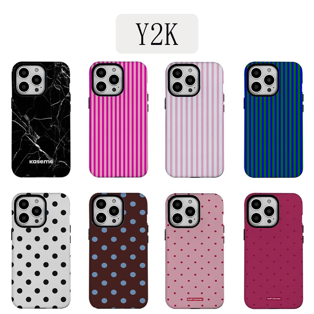 Custodia Lussuosa Y2K a Pois per iPhone 17 16e 16 15 14 13 12 11 X XS XR XSMAX 7 8 Air Pro Max Plus Lussuosa a Doppio Strato