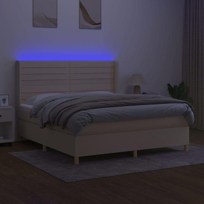 VidaXL Slatted Bed Base with Mattress and LED, Upholstered Bed, Double Bed, Adult Bed for Interior Bedroom, 3138978