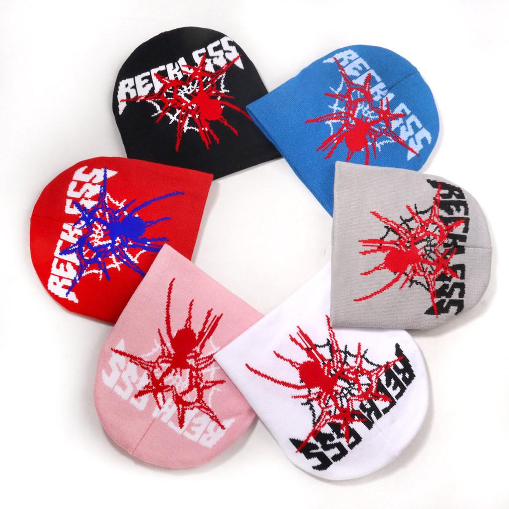 Und Mode Spinnen Buchstabenmuster In Lässigen Warmen Strickmützen Herbst Für