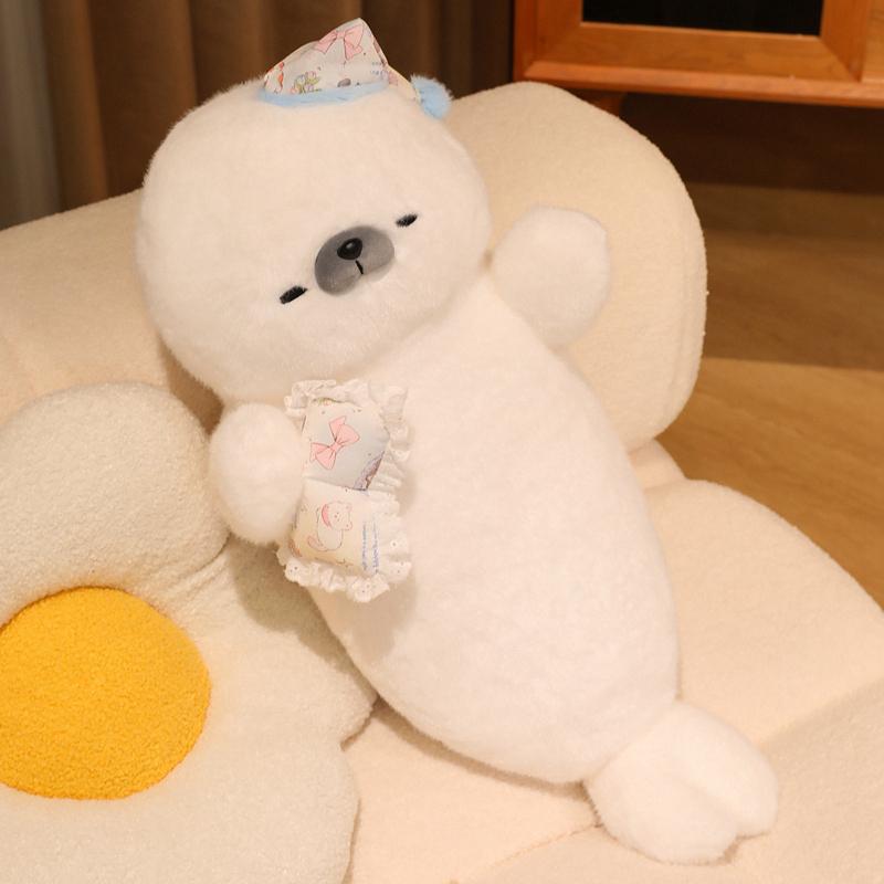 Super Cute Seal Plush Doll Lifelike Comfortable Sea Otter Throw Pillow Stuffed Animal Sleep Companion Doll Birthday Gift