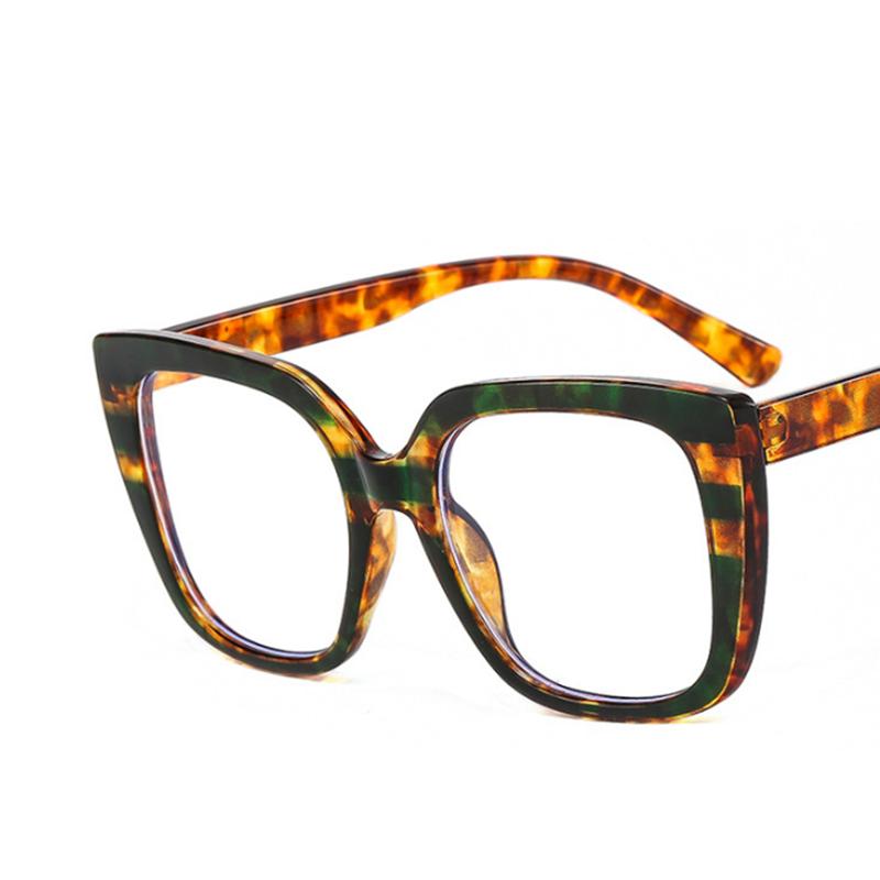 Oversize Square Frame Clear Lens Glasses Colorful Leopard Myopia Nerd Spectacles Degree -0.5 -1.0 -2.0 -3.0 -4.0 To -6.0