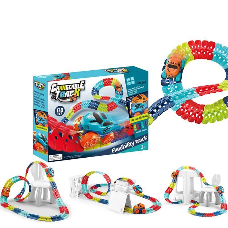 Exciting Gravity Defying Electric Roller Coaster Track Set With Colorful Lights And Magnetic Features