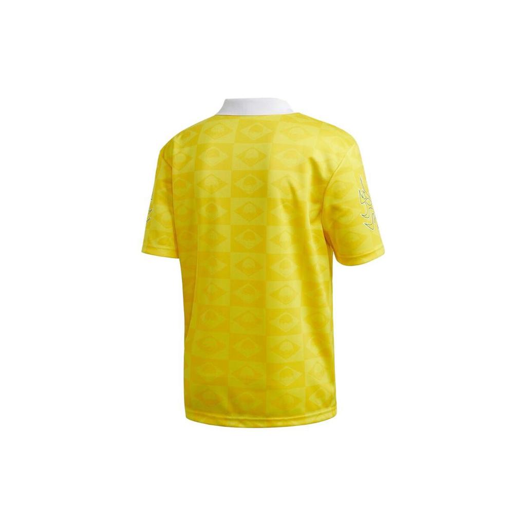Adidas Originals Color Block Printed Sports Quick-Dry Breathable Polo T-Shirt Men Tops Yellow GD6040