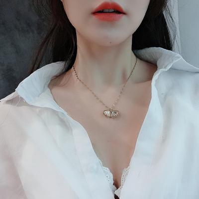 Pearl Necklace For Women Full Of  Shell Titanium Pendant Necklace Non Tarnish Metal Necklace