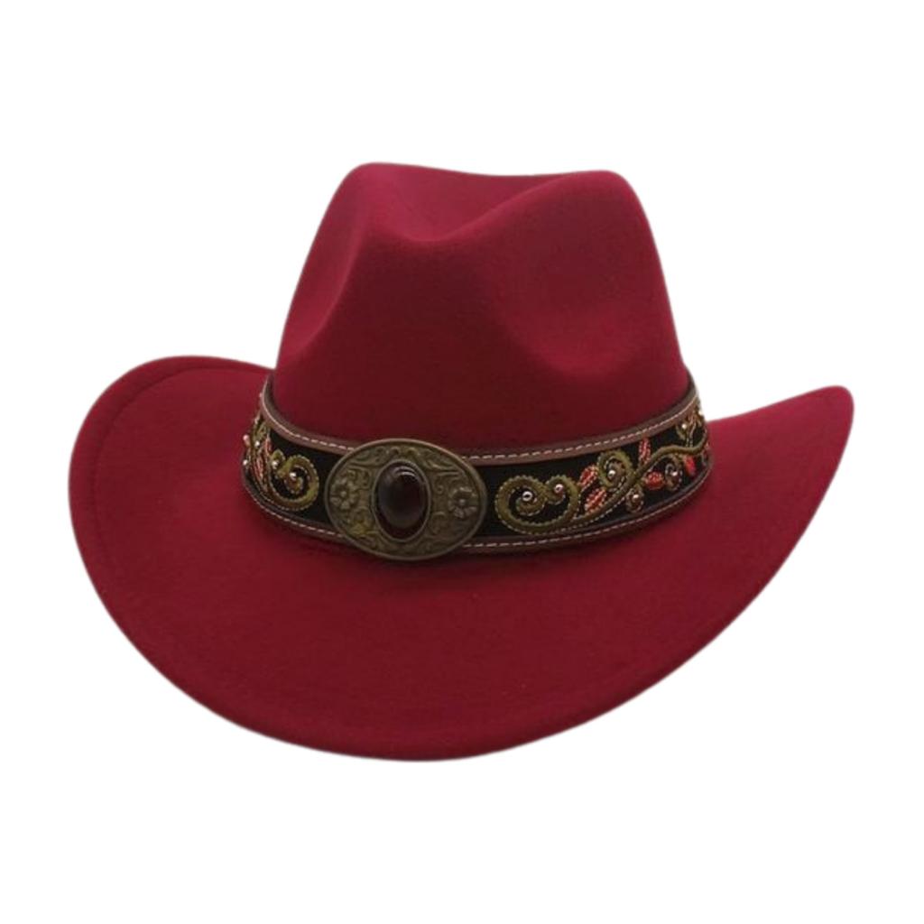 Sunshade Big Eaves Western Cowboy Hat Rolled Eaves Ethnic Style Decorative Design Felt Hat Top Hat