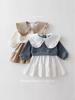 Korean Style Lapel Princess Dress for Girls - Autumn 2025 Color Block Design