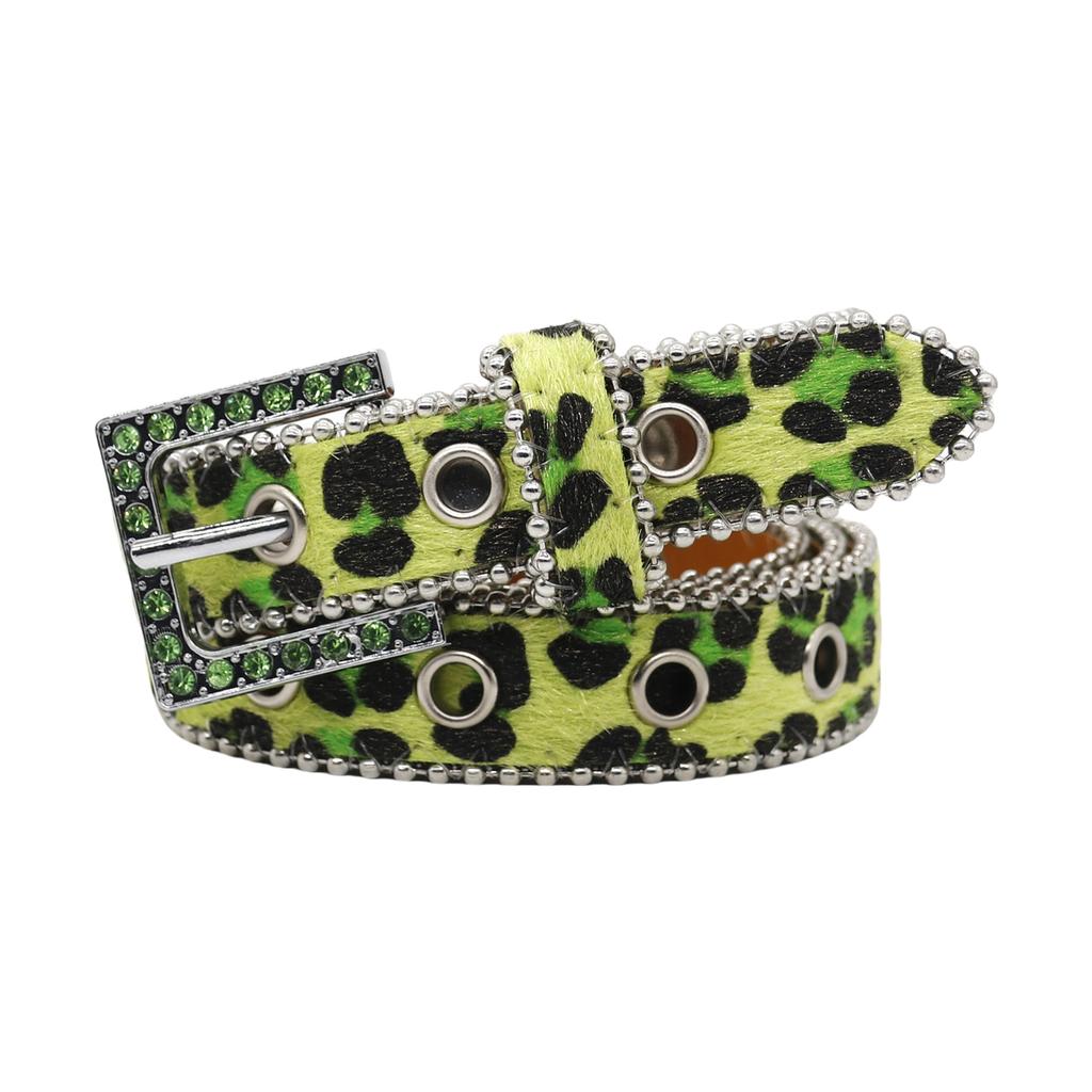 Waist Belt Rhinestones Buckle Leopard Print Chain Costume Belt for Wrap Dress Waist Belt for Suit Skirt Jeans Jewelry