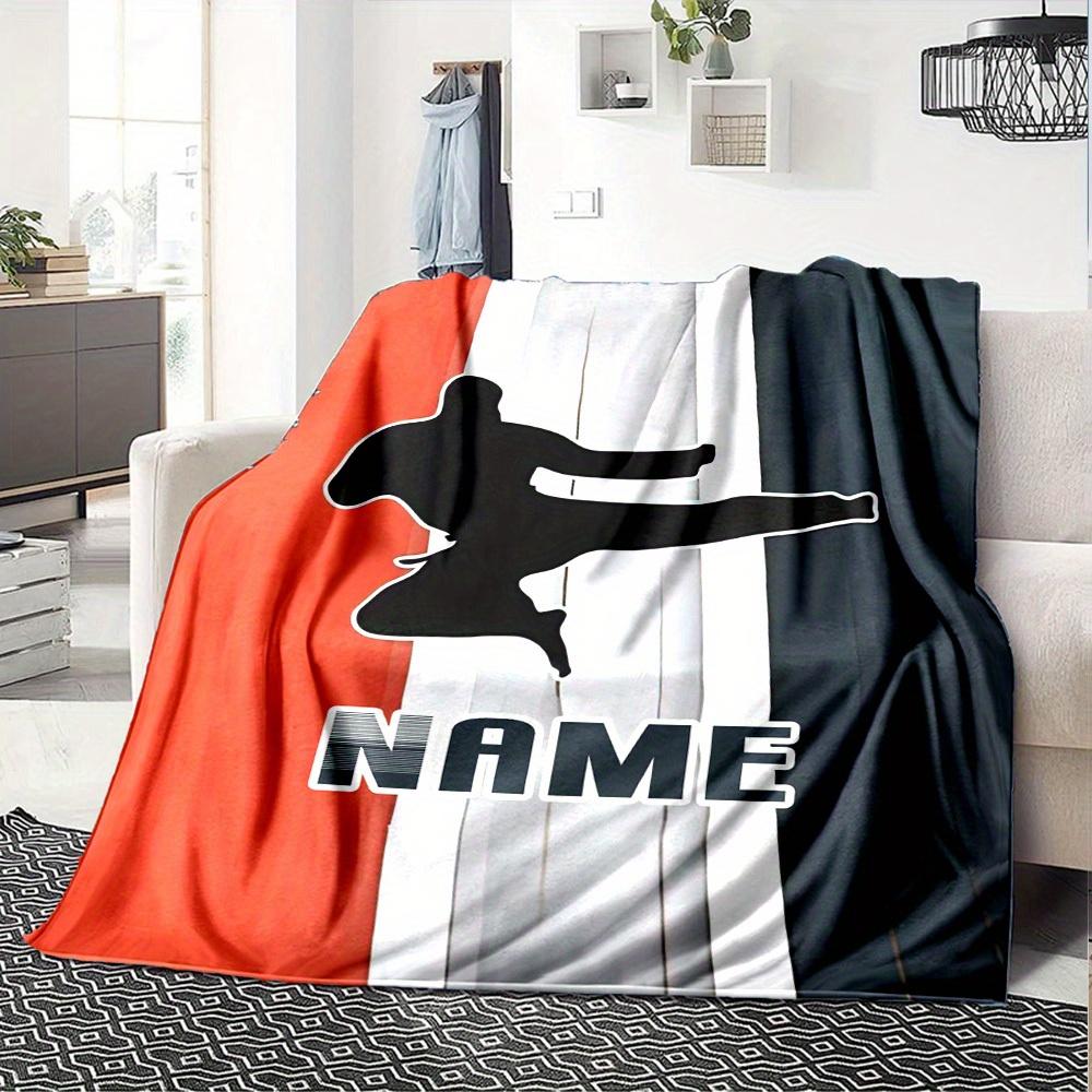 Customize Your Name Karate Fighter Home Blankets Comfortable Soft Lightweight Allseason Multipurpose Blanket For Picnics Sofas Offices Beds Living