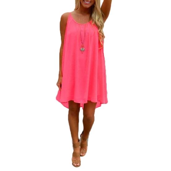 

Модна повсякденна сексуальна літня міні-сукня без рукавів із видаленням на спині XL рожевий