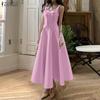 ZANZEA Women Casual U-Neck Summer Sleeveless A-line Dress