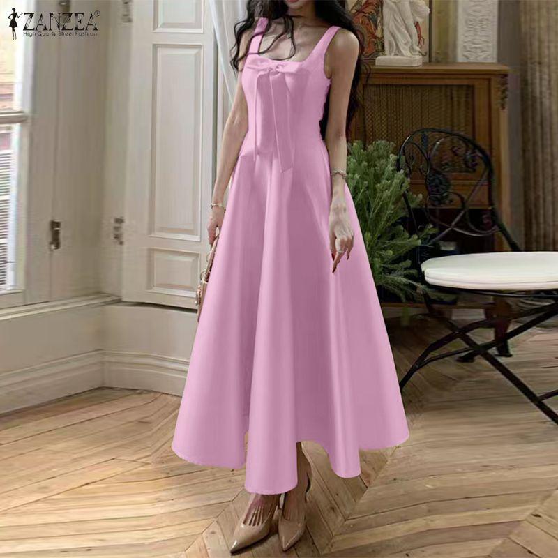 ZANZEA Women Casual U-Neck Summer Sleeveless A-line Dress