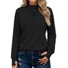 Women's Casual Mock Neck Long Sleeve Top with Thumb Holes