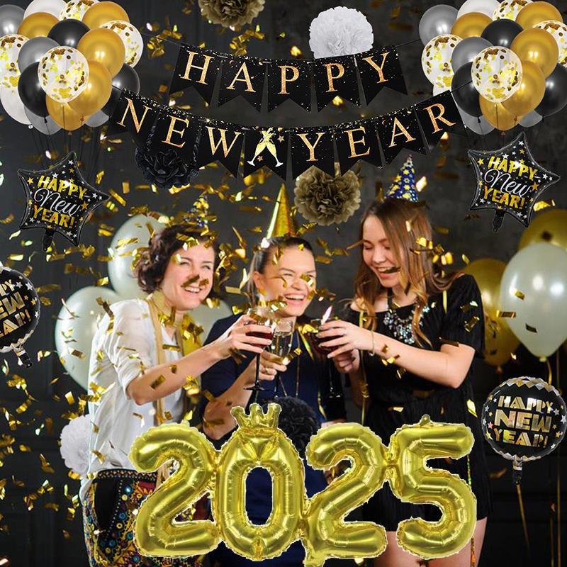 New Year 2025 Number Foil Balloons DIY Home Party Supplies Happy New Year Christmas Party Decorations Balloon New Year Decor