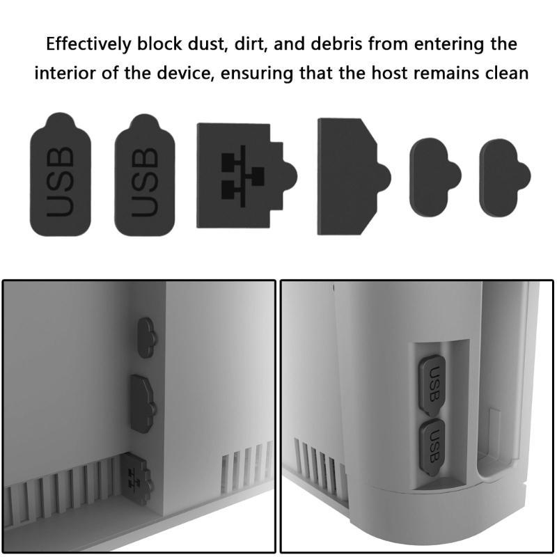 Dust Plug Game Consoles Host Silicone Dust Protectors for NS2 LAN Type-C USB Dustproof Plug Black