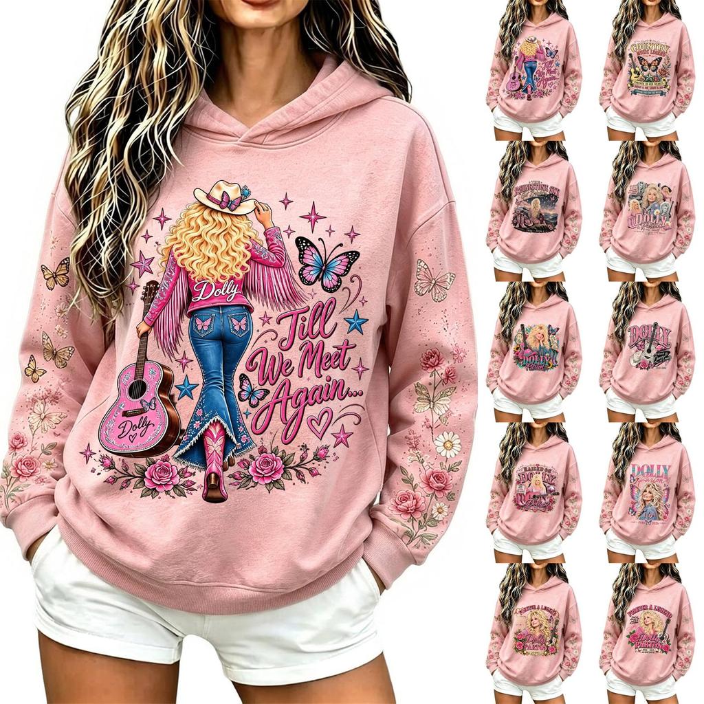 Women's Fashion Casual Hooded Long Sleeve Letter Print Sweatshirt