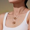 Simple Double Ring Pendant Stainless Steel Necklace Waterproof 18K Gold Plated Adjustable Cuban Bracelet Jewelry Set
