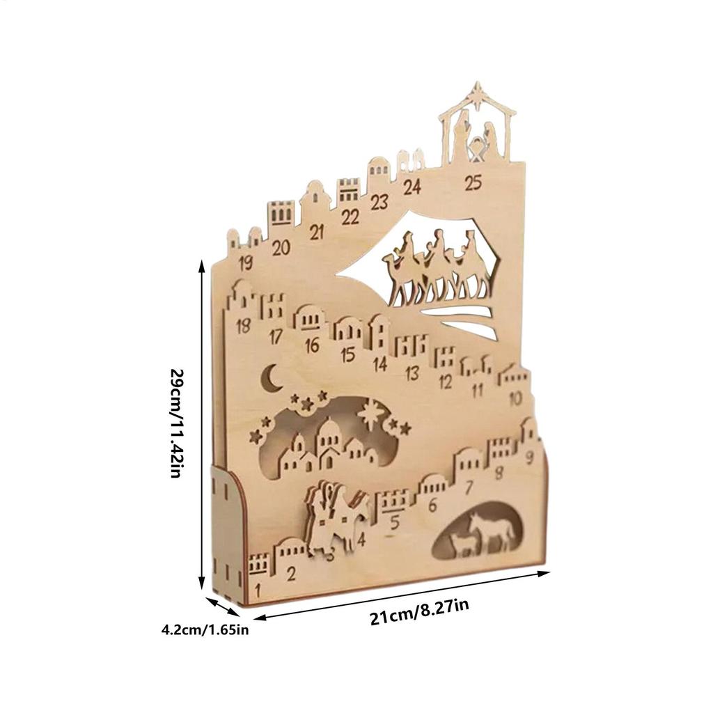 2025 Wooden Christmas Advent Calendar 25 Days Mobile Character Christmas Countdown Calendar for Winter Holiday