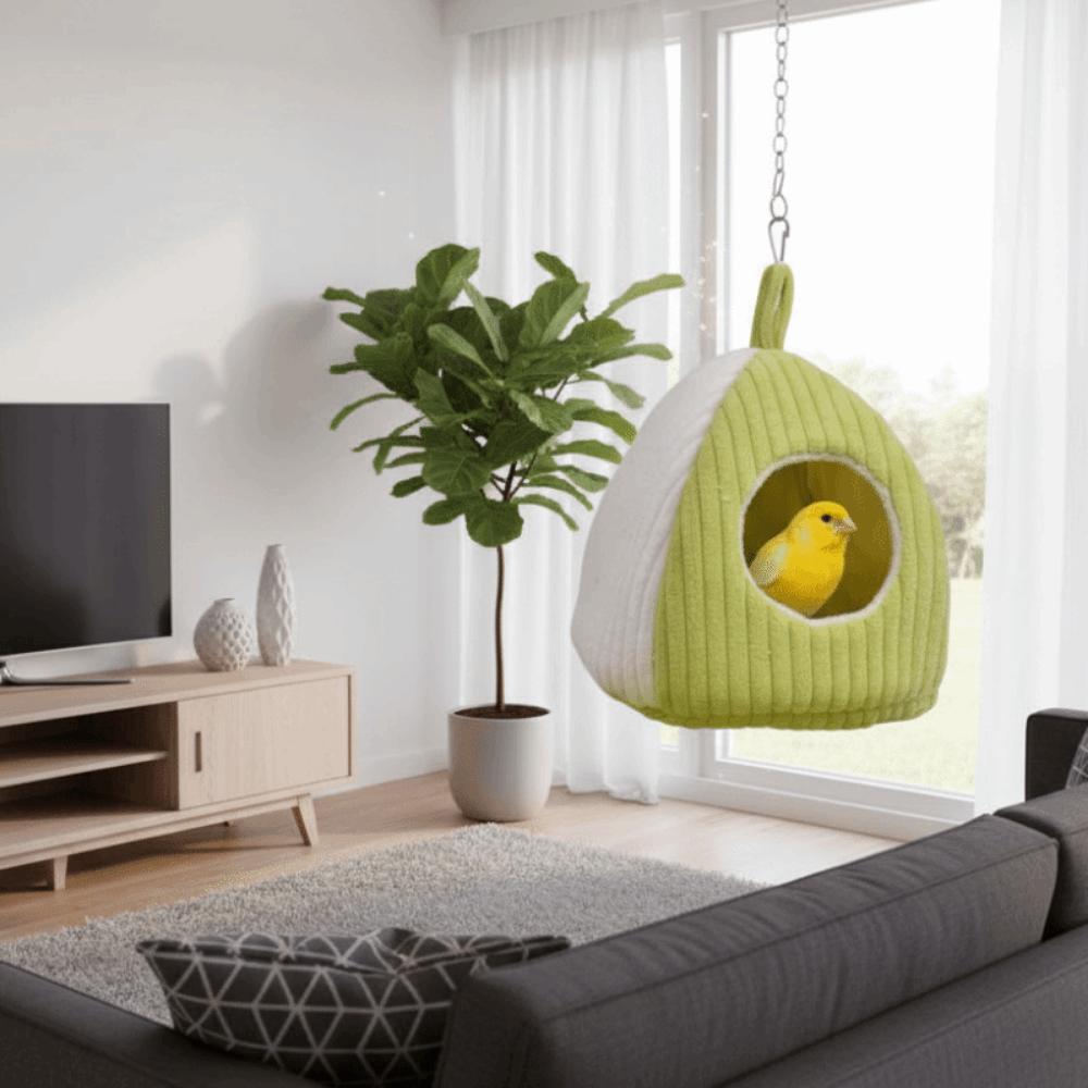 Cozy Thickened Warm Parrot Nest Fleece-lined Comfortable Bird House Washable Soft Bird Hanging Hammock Autumn Winter