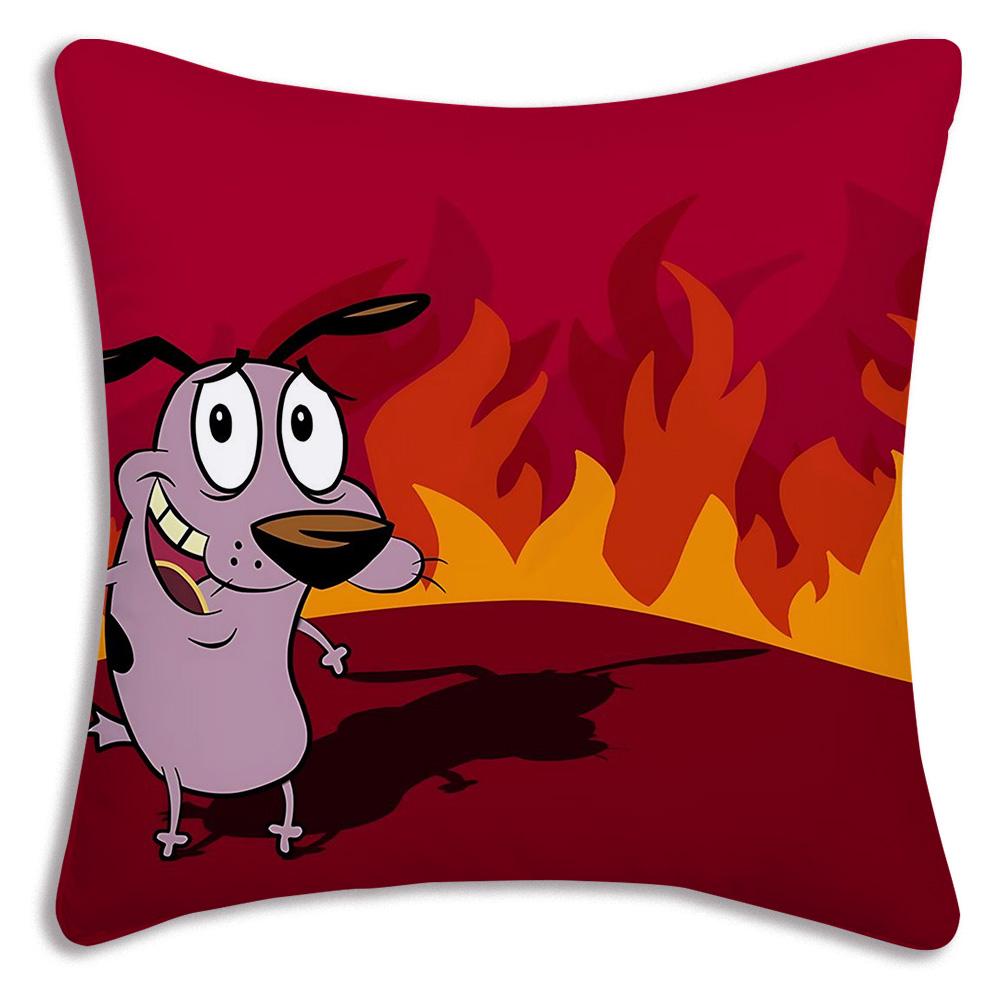Anime For C-Cowardly Dog Pillow Covers Cartoon Sofa Decorative Home Double-sided Printing Short Plush Cute Cushion Cover