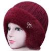 Warm Knitted Beanie Hat Women Winter Elderly Mom Cap With Ear Protection Soft Fleece Lined