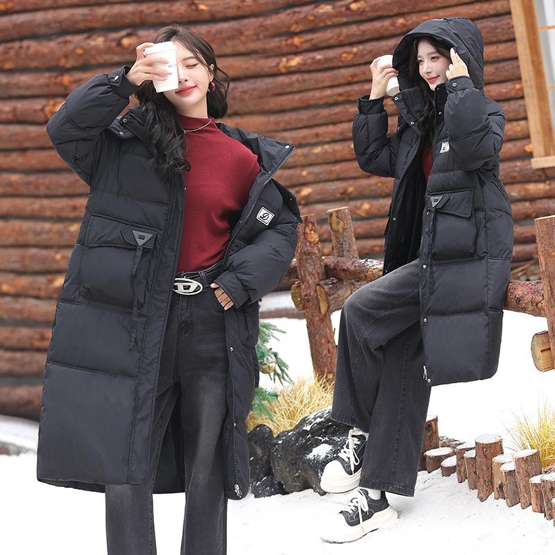 Mid-length cotton jacket women's 2025 new Korean over-the-knee padded jacket winter thickened loose jacket