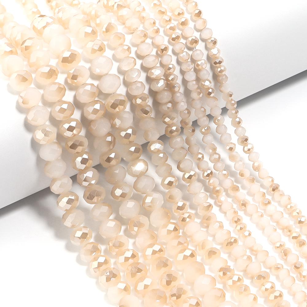 4/6/8mm Austria Faceted Crystal Beads White Jade Amber Glass Loose Beads For Jewelry Making DIY Bracelets Necklace Accessories