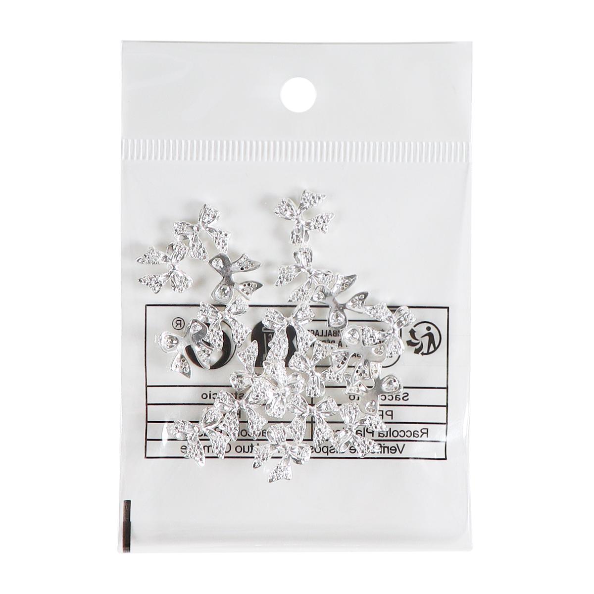 

20 шт. блестящие серебристые металлические ленточные банты 3D подвески для ногтей стильные роскошные аксессуары для дизайна ногтей для самостоятельного маникюра принадлежности детали