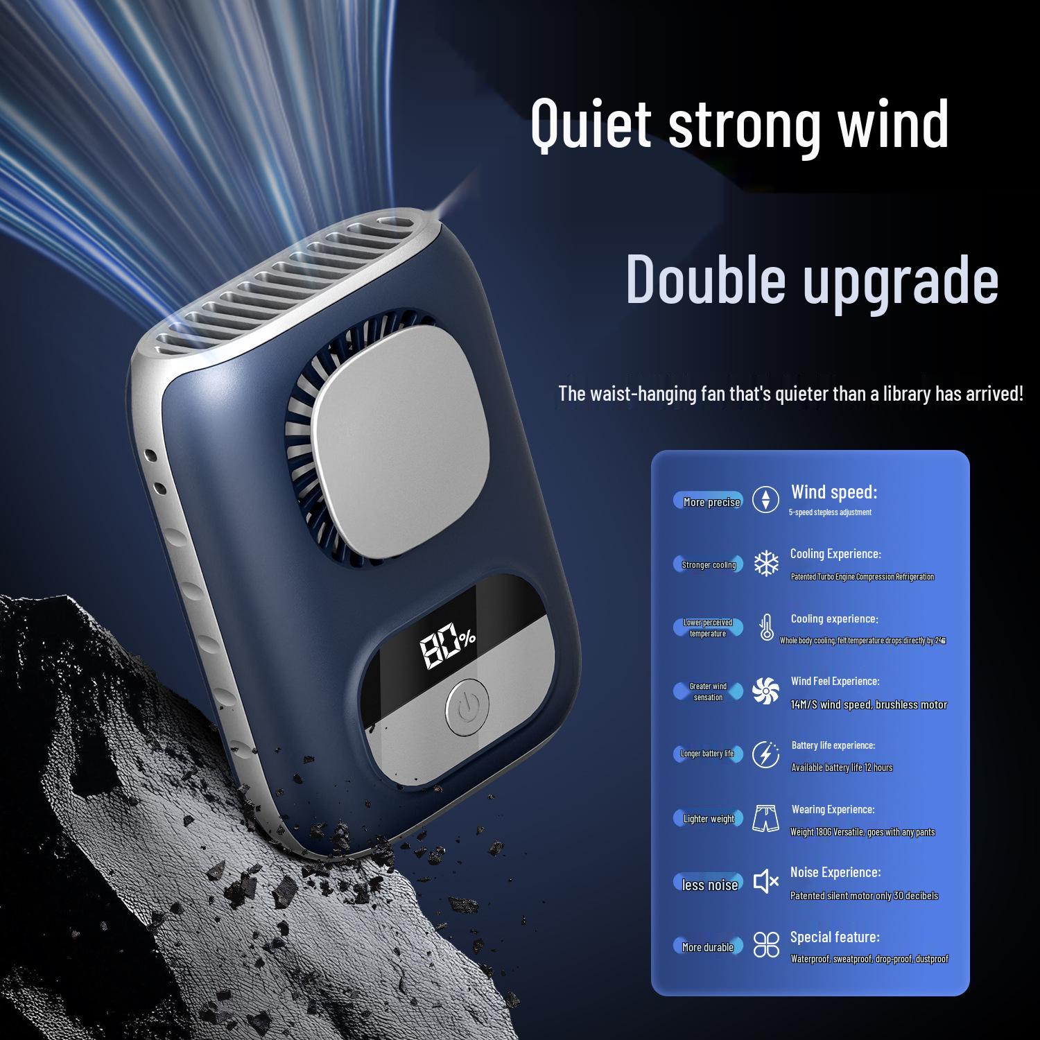 

Portable Waist Clip-On Fan: Summer Cooling Solution for High-Temperature Workplaces, Kitchens, and Outdoor Activities Deep Space Gray