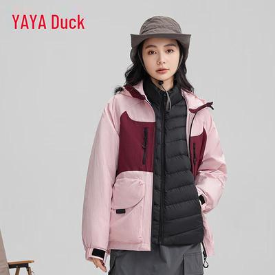 Yaya Women's Winter Hooded Color Block Down Jacket
