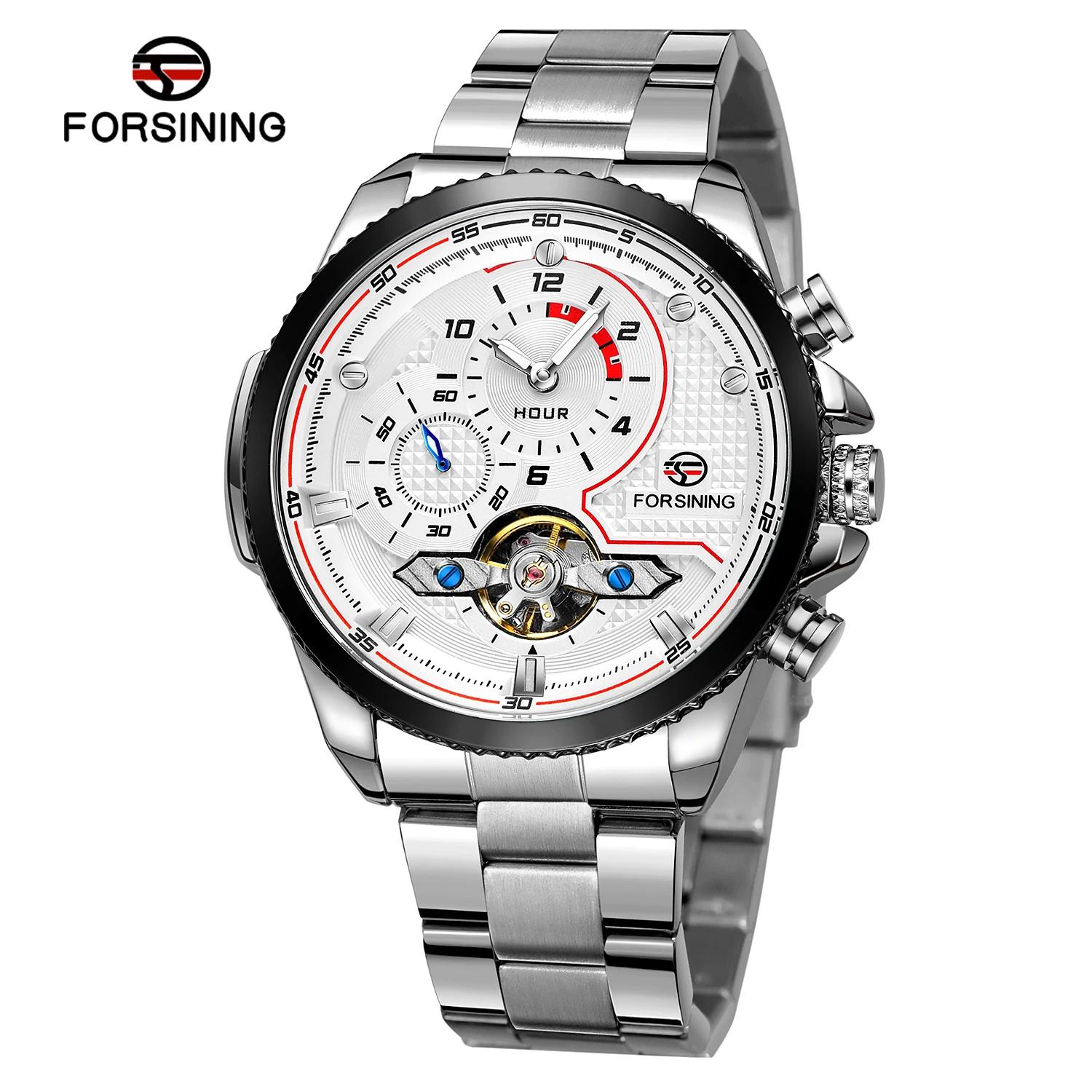 

FORSINING Mens Automatic Watches Tourbillon Self Winding Mechanical Watch Independent Second Hand Dial Minimalist Casual Gifts for Men серебряный/белый