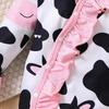 Infant Girls Ruffled Long Sleeve Romper Spring Autumn Cow Print Baby One piece Crawling Jumpsuit Fashion Comfortable Infant Bodysuit