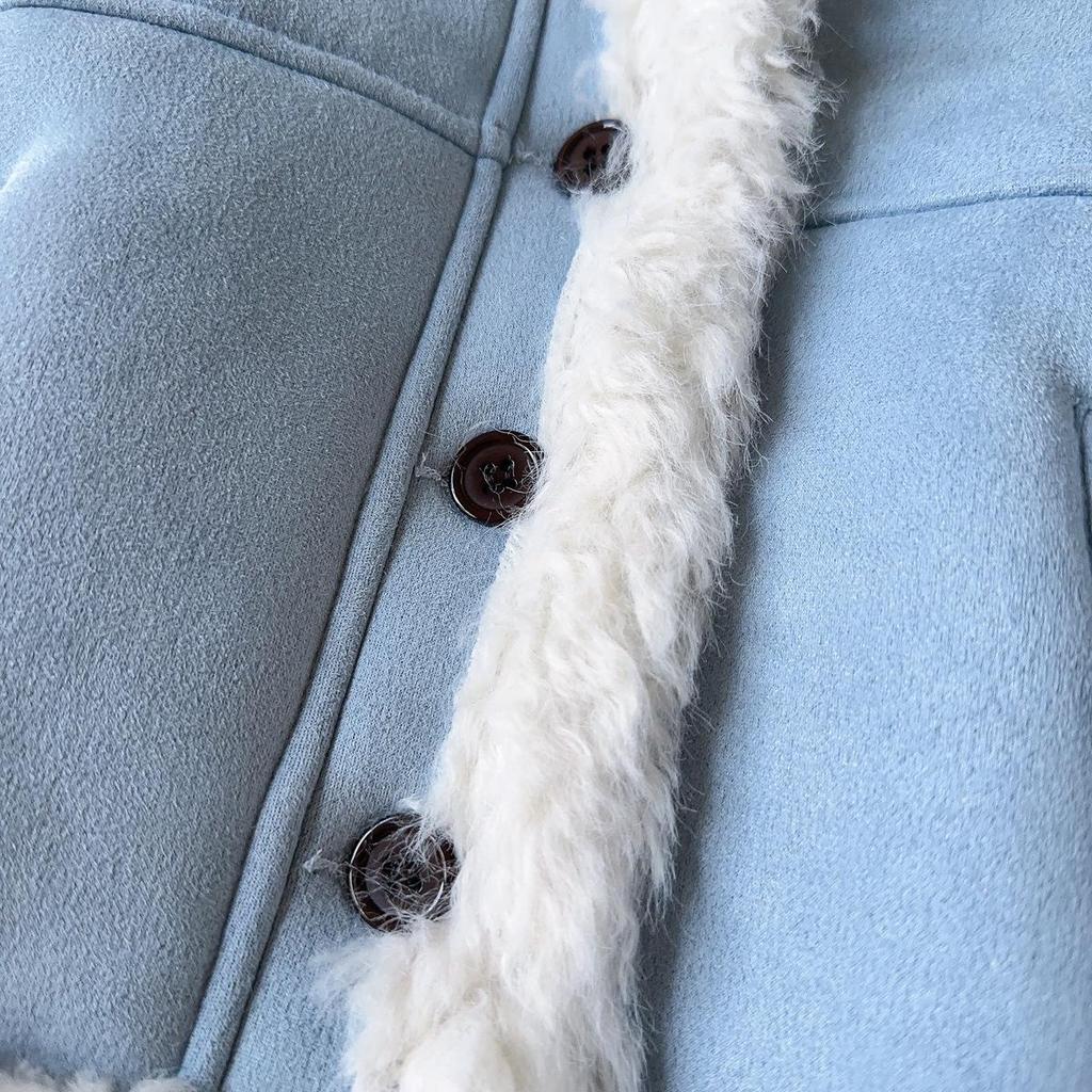 Mädchen Wintermantel im koreanischen Stil: Warmer Fleece-gefütterter Kunstpelz-Einteiler BWB022