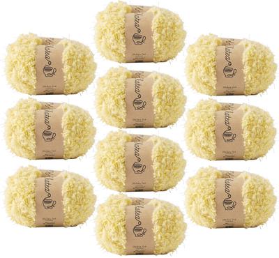Knitworm Wool Yarn, 10 Balls, Chati Lame Fur, Extra Thick, 30g (Approx. 25m), 100% Polyester, Champagne