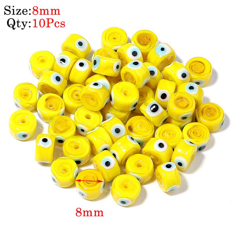 Round Lampwork Evil Eye Beads Liuli Flat Loose Fashion Jewelry For Bead Diy Handmade Bracelets Phone Charm Components