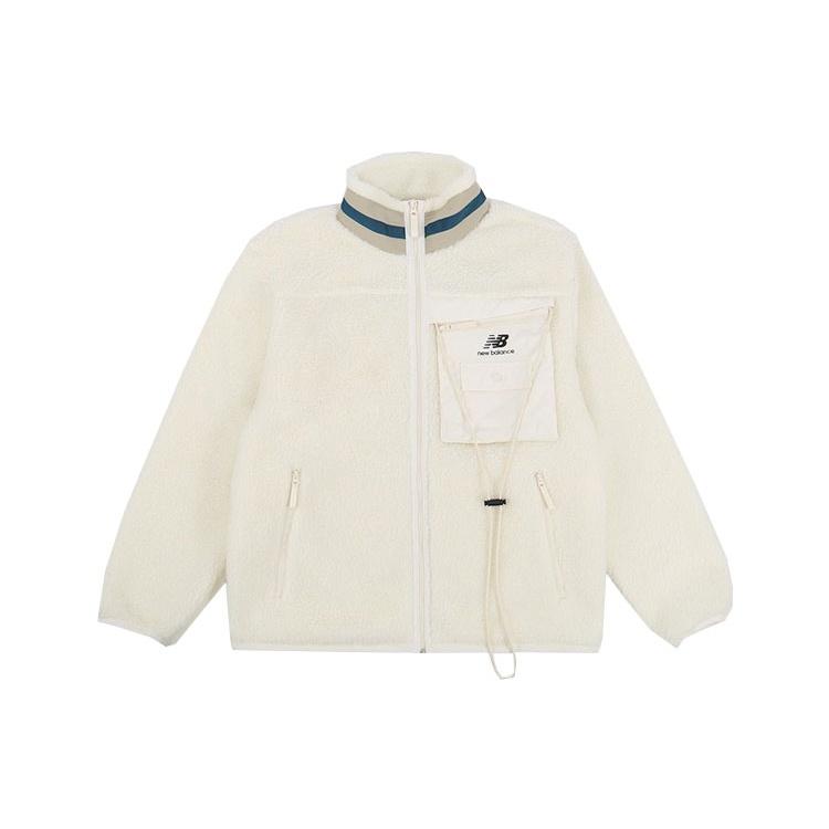New Balance Stay Warm Stand Collar Knit lamb s wool Jacket Couple Style White Men s AMJ13393-MSU M